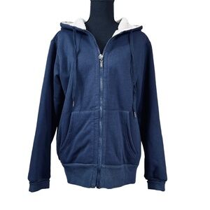 Yeokou New Navy Blue Fleece Lined Hooded Jacket Size XL